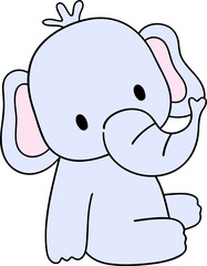 The hand-drawn elephant looks majestic and gentle