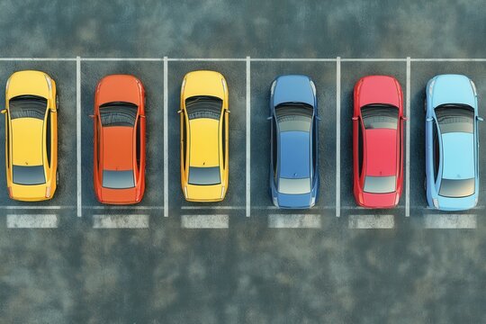 Parallel Parking on Urban Street: Car Rows in City Parking Lot