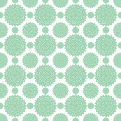 floral mandala seamless pattern in mint green and white color for wallpaper and tile