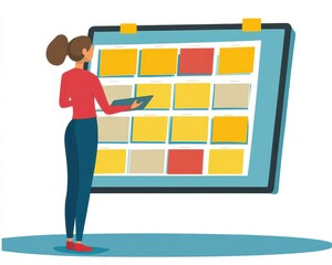 An entrepreneur efficiently planning a weekly agenda on a tablet, ensuring task prioritization