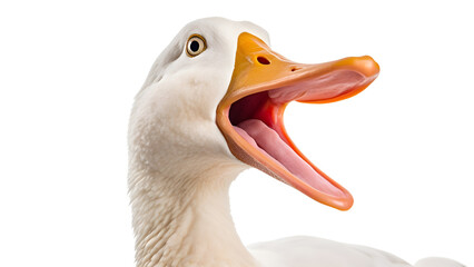 Duck with open mouth Isolated on white background