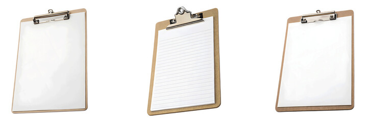 set for Blank Clipboard with Paper On a Transparent Background