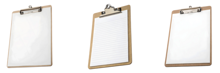 set for Blank Clipboard with Paper On a Transparent Background