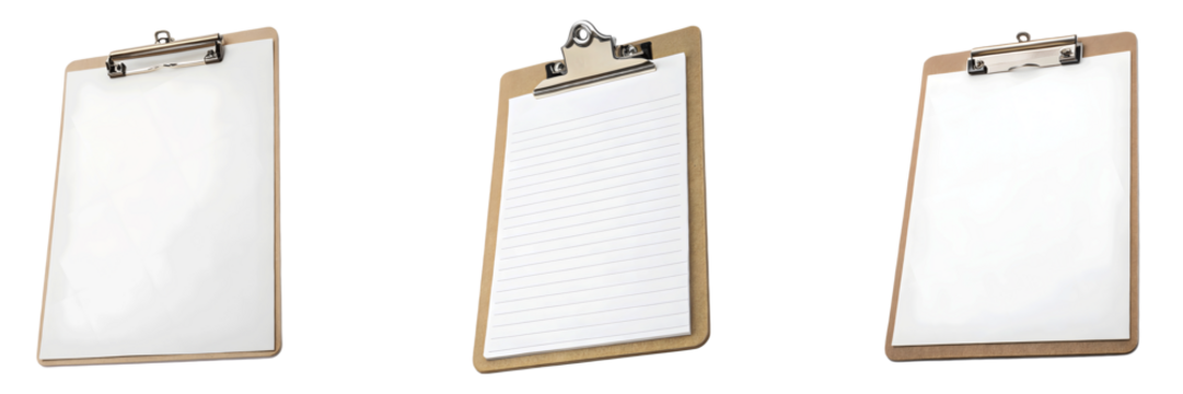 set for Blank Clipboard with Paper On a Transparent Background