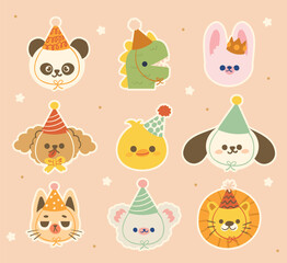 Adorable Cute Animal Wearing a Party Hat, Fun & Festive Celebration