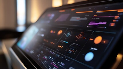 Futuristic Interface: Orange and Blue HUD Display on a Sleek Tech Screen