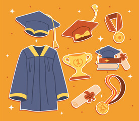 Graduation Illustration Elements Celebratory Academic