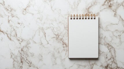 Minimalist notepad mockup on a marble background, elegant design for stationery branding presentations