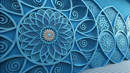 A stunning 3D abstract blue wallpaper.
