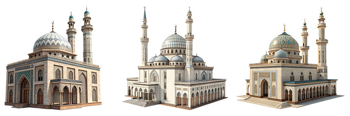 set for Grand Mosque 3D Model On a Transparent Background