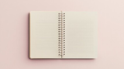 Open ring-bound notepad mockup with lined paper, set against a soft pastel background for a clean aesthetic.