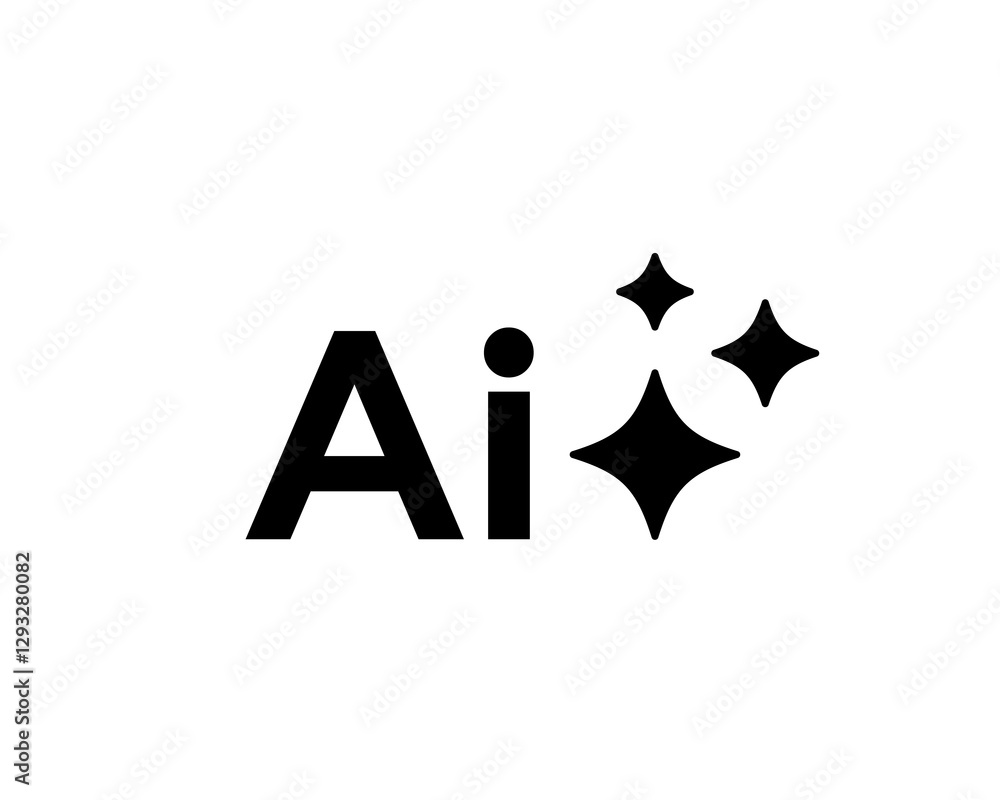 Aufkleber abstract ai logo set with sleek black gradient, clean typography, and minimalistic robot inspired sy