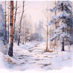 winter forest in the snow
