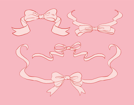 Aesthetic Coquette Sketch Bow Frame Elegant & Decorative Design