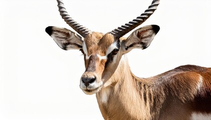 Fototapeta premium Striking Antelope in Pure White, Gracefully Captured against a Crisp Backdrop, Showcasing the Agility and Elegance of this African Savannah Wonder.
