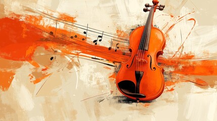 Fototapeta premium violin and music