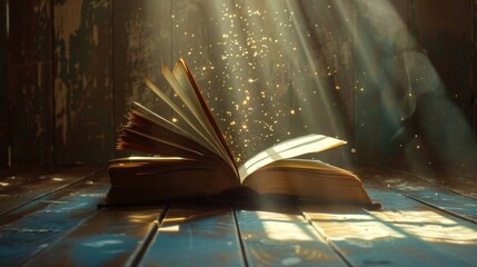 An open book with flipping pages