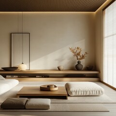 An elegant living room presents a minimalist interior design