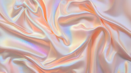 Obraz premium A shimmering, iridescent fabric drapes elegantly, showcasing soft, flowing textures and a play of light.