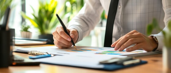 A young executive adjusting time blocks in a digital planner for worklife balance