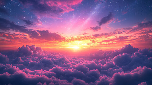 Colorful sky after the sunset, Beautiful View of Colorful Clouds in the Sky with Aesthetic Style Background