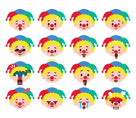 a Cute Boy with Joker Jester Costume Emoticon Set for Emoji Project or Design Elements