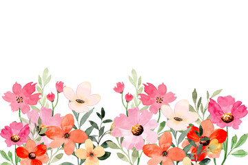 Blooming watercolor flower garden background for design.