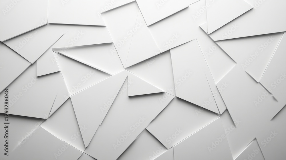 Poster abstract composition of overlapping white geometric shapes creating a modern background