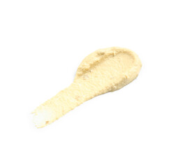 Smear of delicious hummus on white background