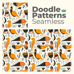 Doodle abstract full color patterns seamless
