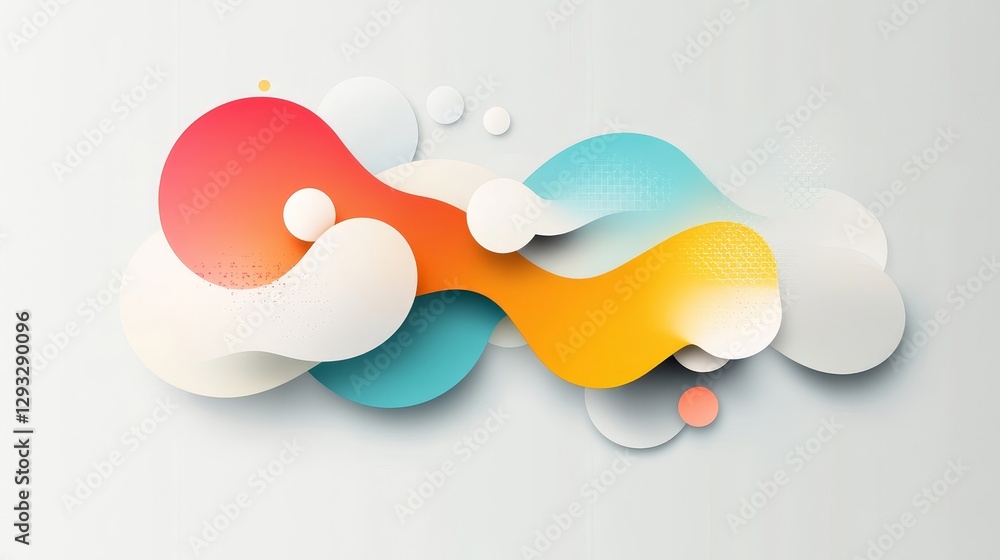Poster vibrant abstract shapes with soft curves and gradients in bright colors