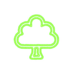 Icon tree from the flow of energy of green color. Shimmering neon