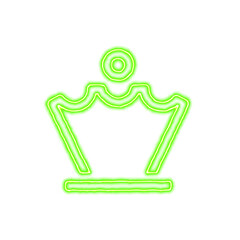 Icon chess queen from the flow of energy of green color. Shimmering neon