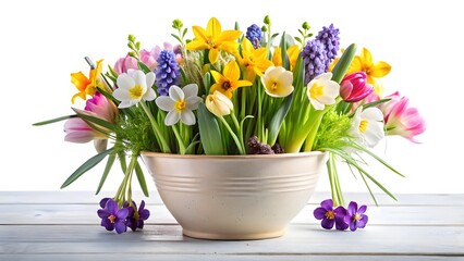 Spring Flowers in Bowl
