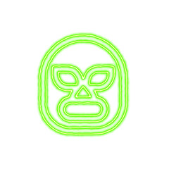 Icon luchador from the flow of energy of green color. Shimmering neon