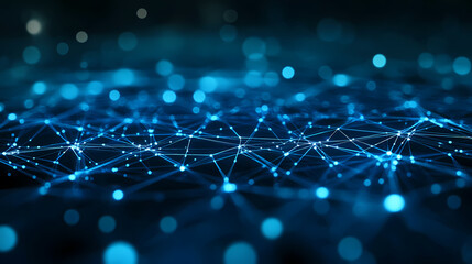 Obraz premium Abstract network of lines and dots in blue tones