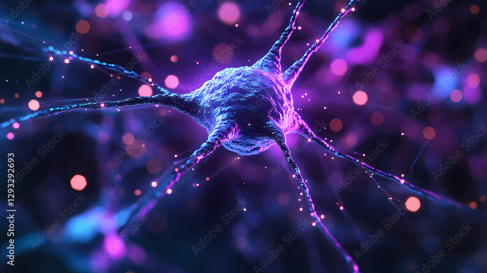 Poster 3d rendering of a neuron cell structure