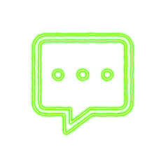 Icon comment dots from the flow of energy of green color. Shimmering neon