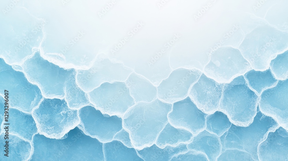 Poster close-up of textured ice with unique cellular patterns and light