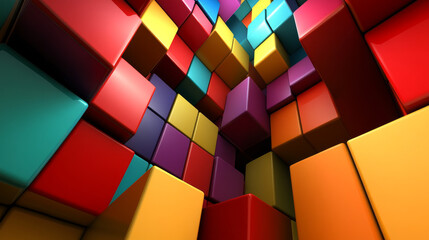 Fototapeta premium Vector 3d illustration color cube, design with perspective effect