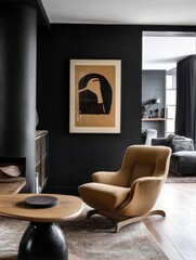 Modern living space featuring furniture and artwork in a home