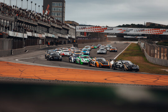 Porsche 911 GT3 Cup on the track go fast