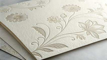 Luxury white paper texture with floral motifs.