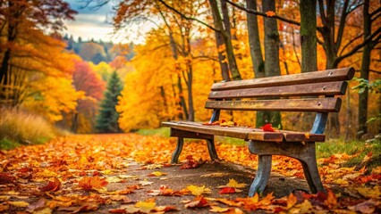 Rustic Wooden Bench in Autumnal Landscape - Candid Countryside Scene