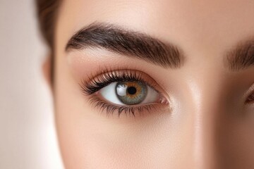 Naklejka premium Captivating close-up of a pair of beautiful eyes indoor studio setting high-resolution photography soft lighting emphasizing natural beauty and artistic expression