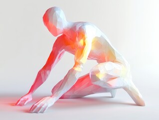 Obraz premium Low-poly futuristic humanoid figure with glowing highlights 