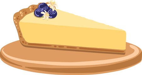 Clip art of vector lemon pie. Slice of food for design cafe menu.