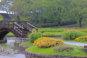 雨が降っているみちのく公園 Michinoku Park in the rain