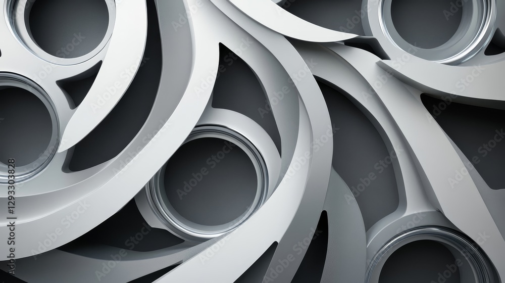 Aufkleber abstract background of gray curves and circular elements in layers