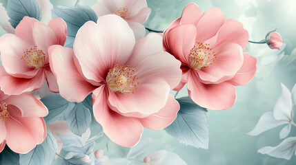  template for folder, brochure, business card and birthday invitation with flowers.